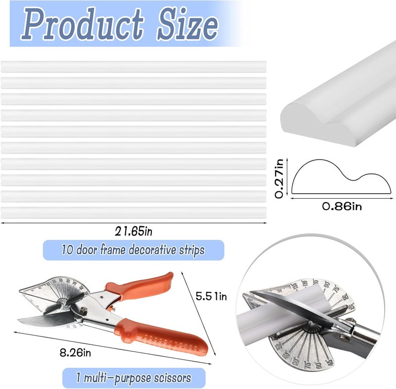 Wenceda DIY Peel and Stick Door Molding Trim Kit with Multi-Angle Scissors, 10 Pcs Premade Wainscoting Wall Moulding Panels, DIY Self Adhesive Moulding Panel for Wall Mirror Window Frame Decor (10 * 22 Inch) - Image 2